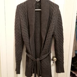 Gray heavy knit open sweater